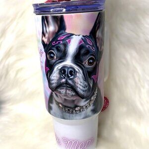 Boston Terrier 40 oz Insulated Tumbler. Bow and Charm inc. Free Shipping!